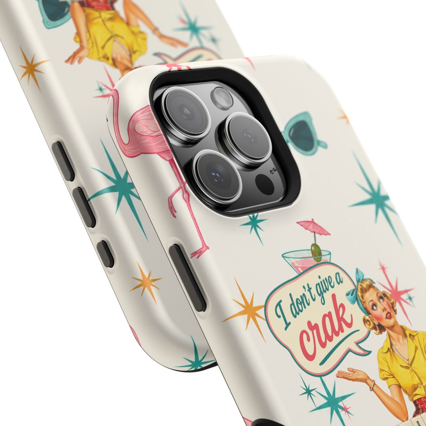 Funny Mahjong Tropical Flamingo Phone Case — “I Don’t Give a Crak” Magnetic Impact-Resistant Case