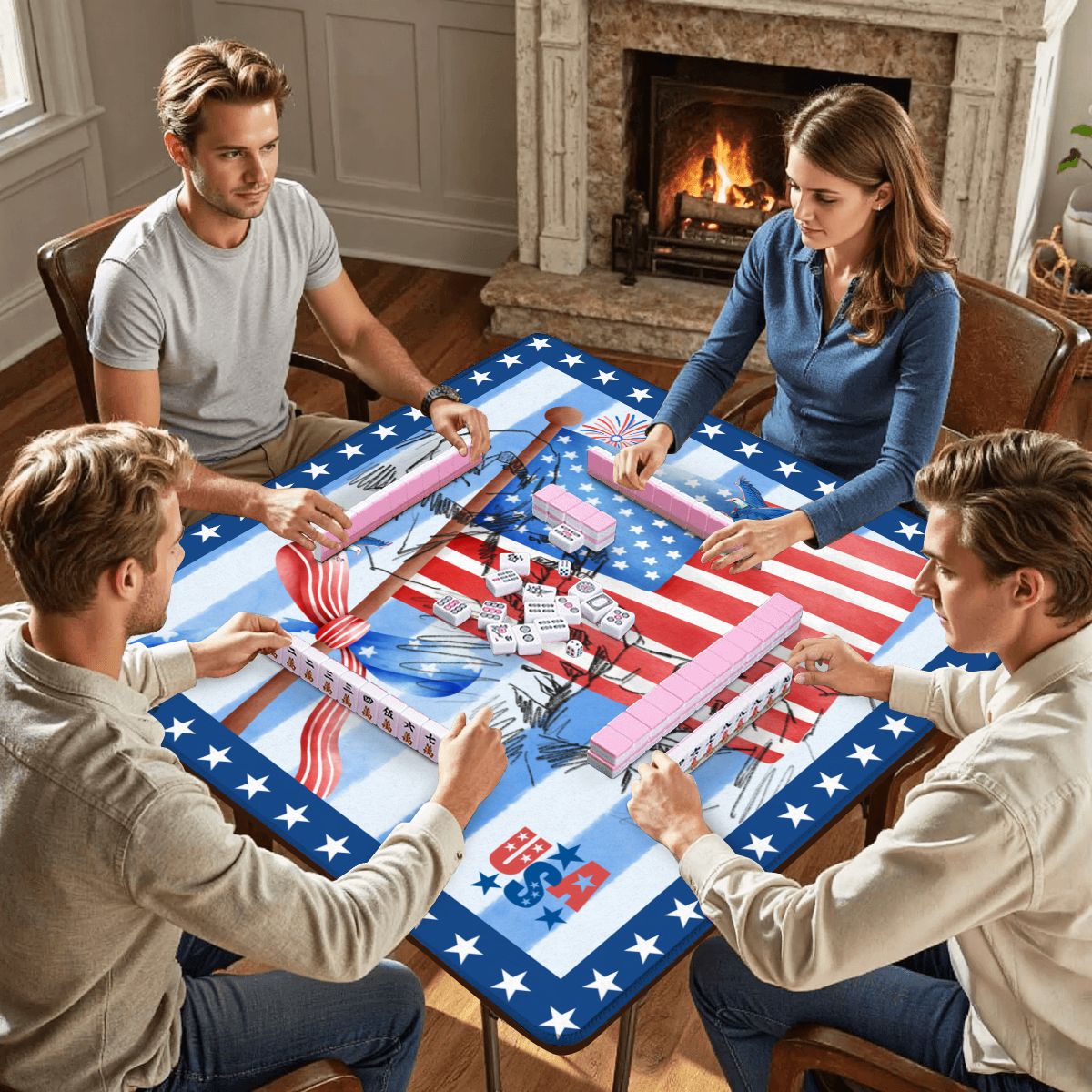 USA Patriotic Mount Rushmore Mahjong Mat - Splash of Color Co.