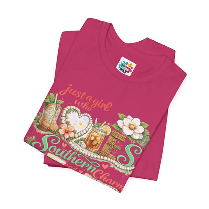 Just a Girl Who Loves Southern Charm Mahjong tee | Floral Mahjong Tiles Shirt - Splash of Color Co.