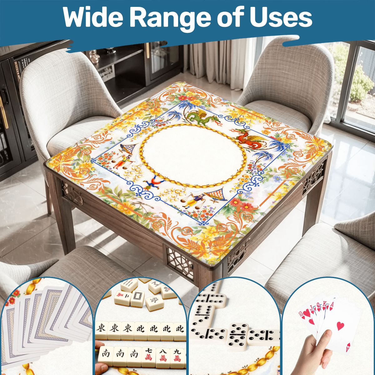 The Cirque Chinois Floral Mahjong Mat - Splash Of Mahj And Color Co.