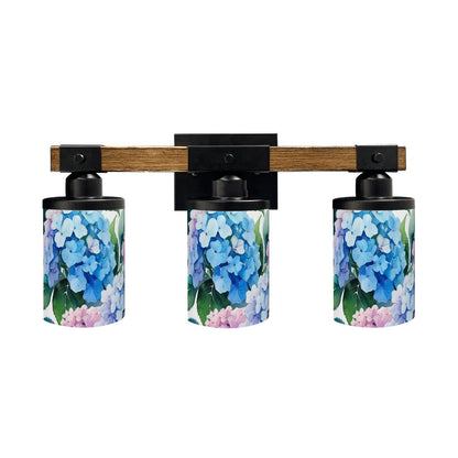 Pretty Floral Hydrangeas, Blue Pink Purple Asian Garden Zen Vanity Light Fixture