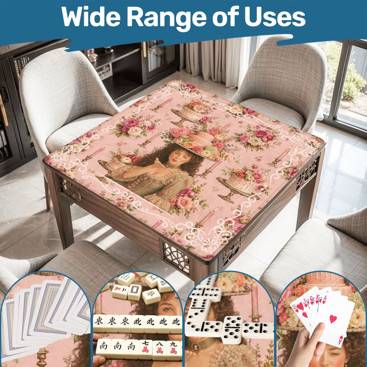 Victorian Birthday Girl, Cheeky Fun Celebration Mahjong Mat - Splash Of Mahj And Color Co.