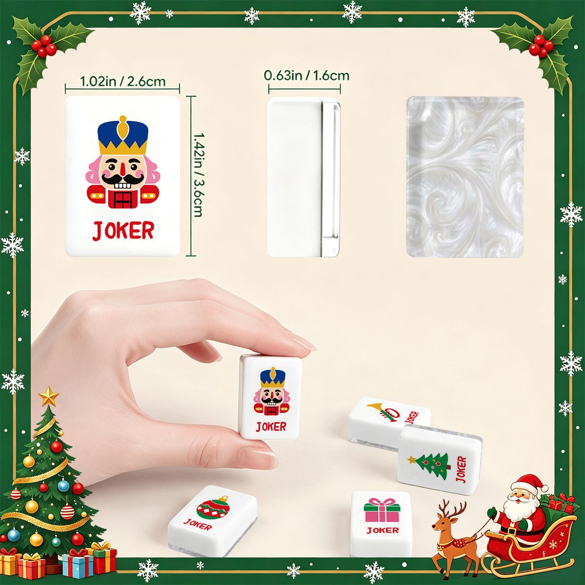 Mother Of Pearl Traditional Playful Workshop Christmas Mahjong Tiles And Carry Case