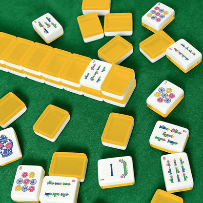 Sunnyside Up Yellow Chinoiserie Pastel Mahjong Tiles With Carry Case - Splash Of Mahj And Color Co.