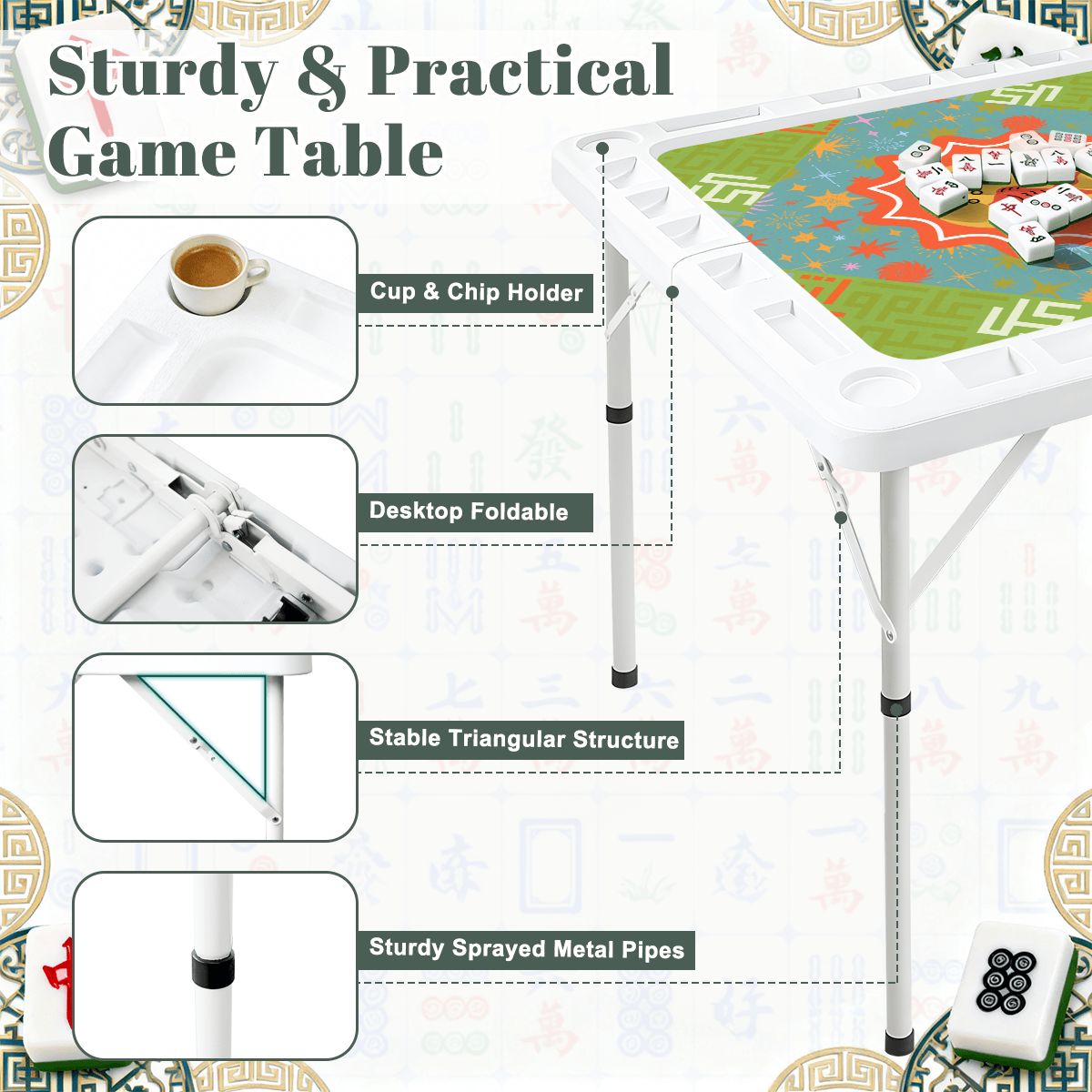 Mod Fish Mini Mahj Mat And Foldable Mahjong Table - Splash of Color Co.