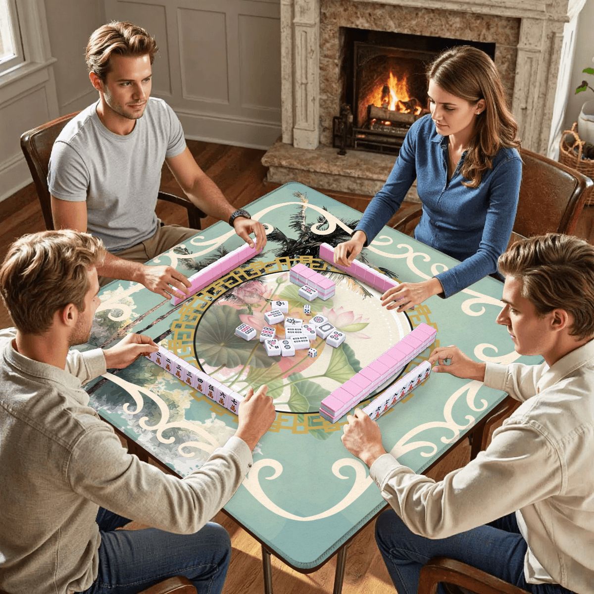 Sage Island Imperial Palm Heritage Collection Mahjong Mat - Splash of Color Co.