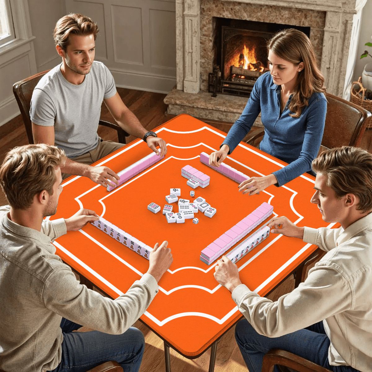 Plain And Simple Minimalist Orange Mahjong Mat - Splash of Color Co.