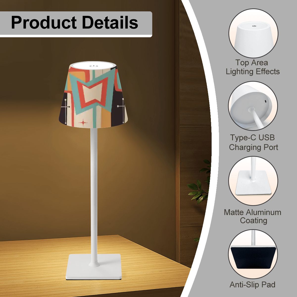 Mod Squad Modern Mahjong LED Cordless Table Lamp - Splash of Color Co.