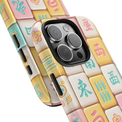 Pastel Mahjong Tile Phone Case | Cute Asian Game Pattern, Durable Protective Case - Splash of Color Co.