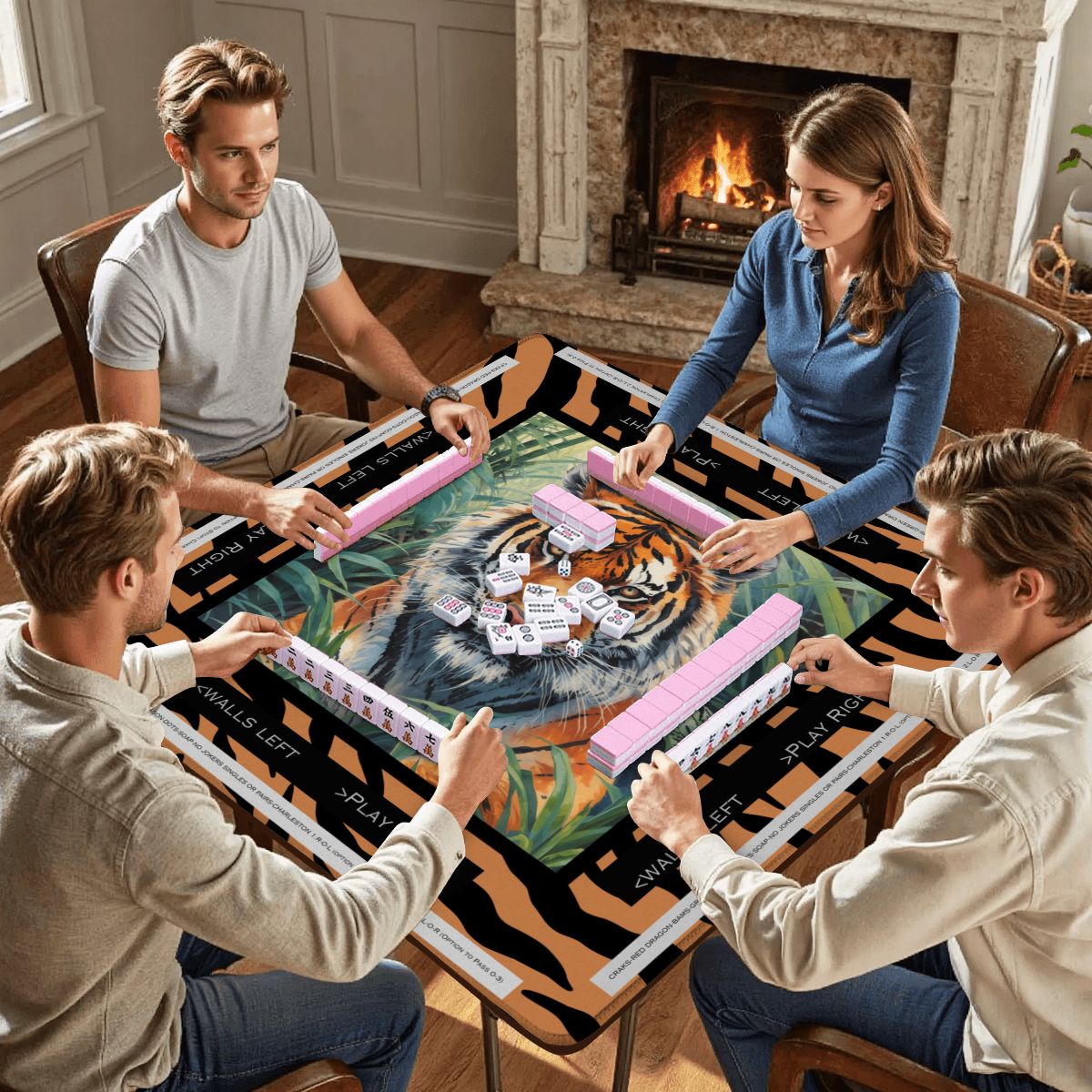 Rumble In The Jungle Tiger Print Mahjong Mat With Instructions - Splash of Color Co.