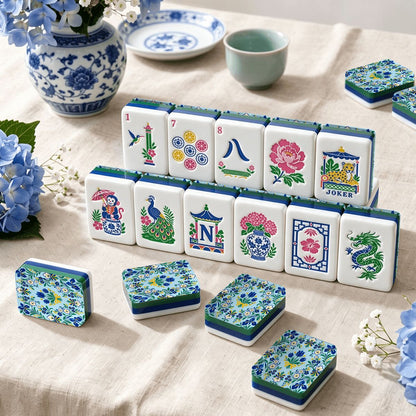 Garden Bell Chinoiserie Chic American Mahjong Tiles And Carry Case