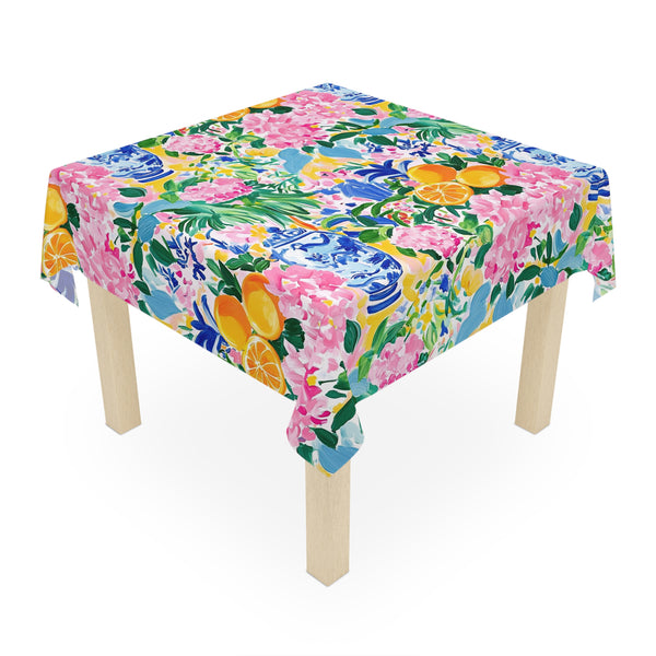 Mahjong Chinoiserie Colorful Floral Tablecloth - Splash of Color Co.