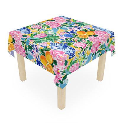 Mahjong Chinoiserie Colorful Floral Tablecloth - Splash of Color Co.