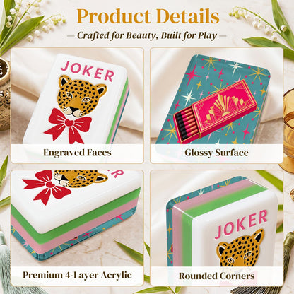 Art Deco Glam, Matchsticks 4Layer Luxe Holiday American Mahjong Tiles With Carry Case - Splash Of Mahj And Color Co.