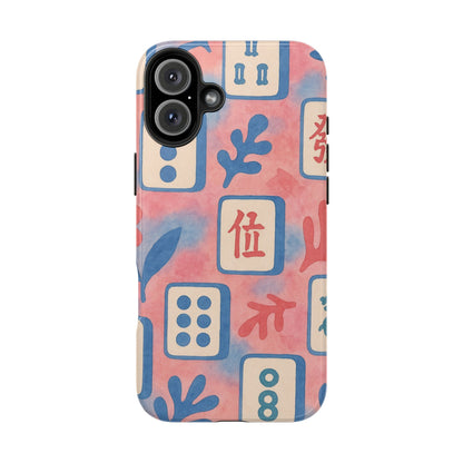 Mahjong Phone Case, Pink Pastel Blue Mahj Lover Mahjong Tile Phone Case