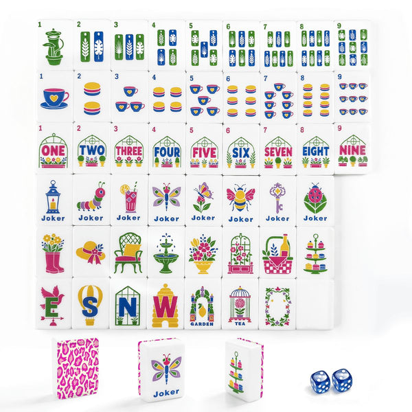 Hot Pink Cheetah Floral Garden American Mahjong Tiles With Carry Case