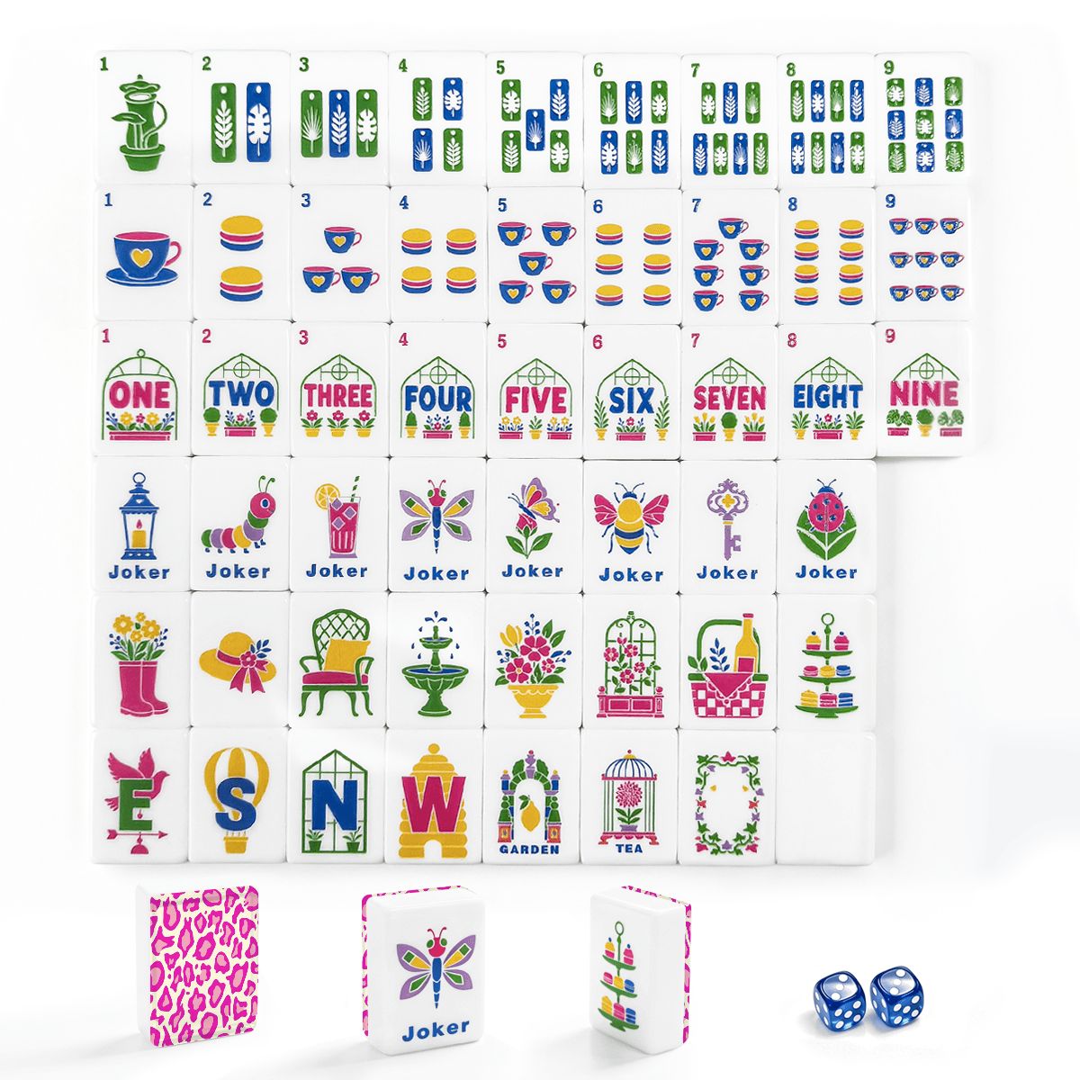 Hot Pink Cheetah Floral Garden American Mahjong Tiles With Carry Case
