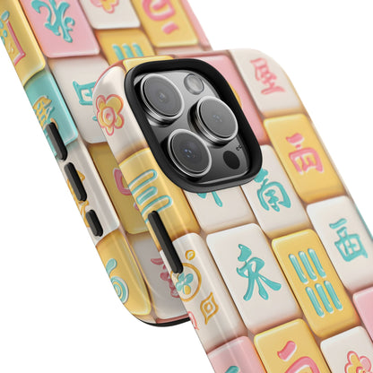 Pastel Mahjong Tile Phone Case | Cute Asian Game Pattern, Durable Protective Case - Splash of Color Co.