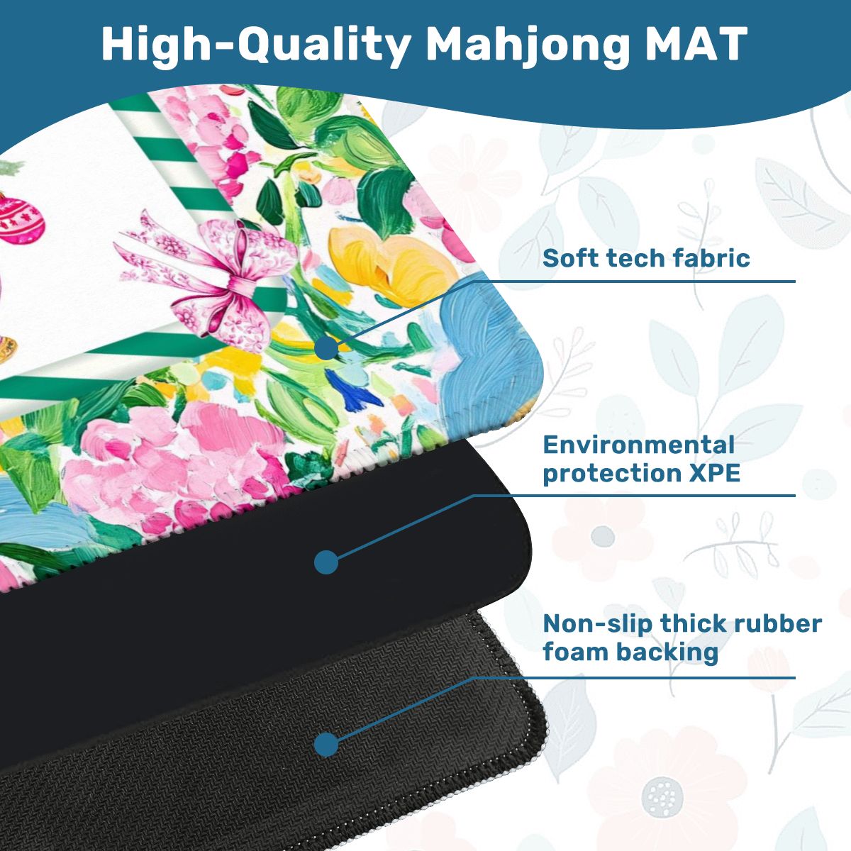 Festive Floral Christmas Tree Mahjong Mat