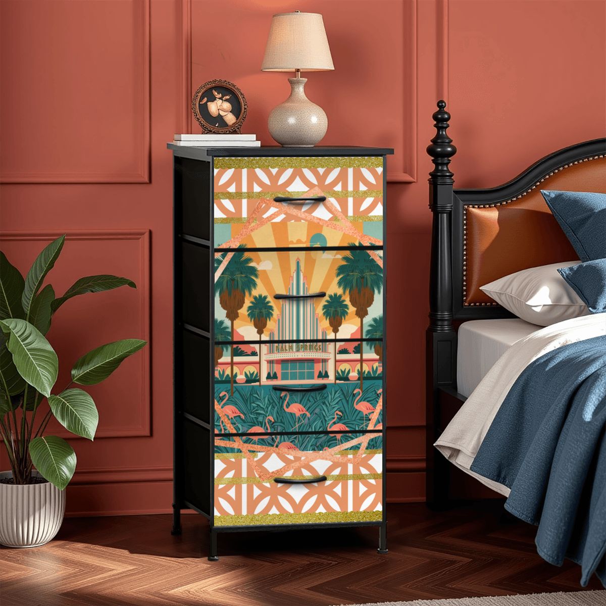 Art Deco Palm Springs California 4 - Drawer Dresser - Splash of Color Co.