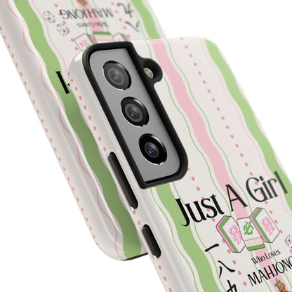 Just A Girl Who Loves Mahjong Phone Case | Mahjong Tiles Pattern - Splash of Color Co.