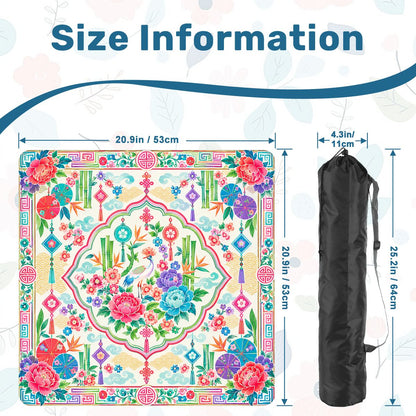 Peony And Parasols Custom Mini Mahjong Mat 20.9"x20.9" - Splash Of Mahj And Color Co.
