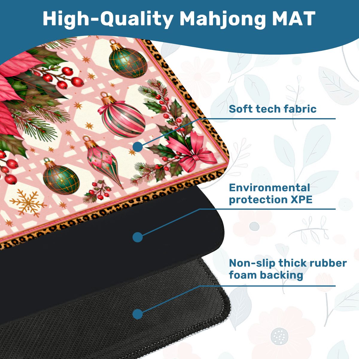 Leopard Luxe Poinsetta Mahjong Christmas Mat