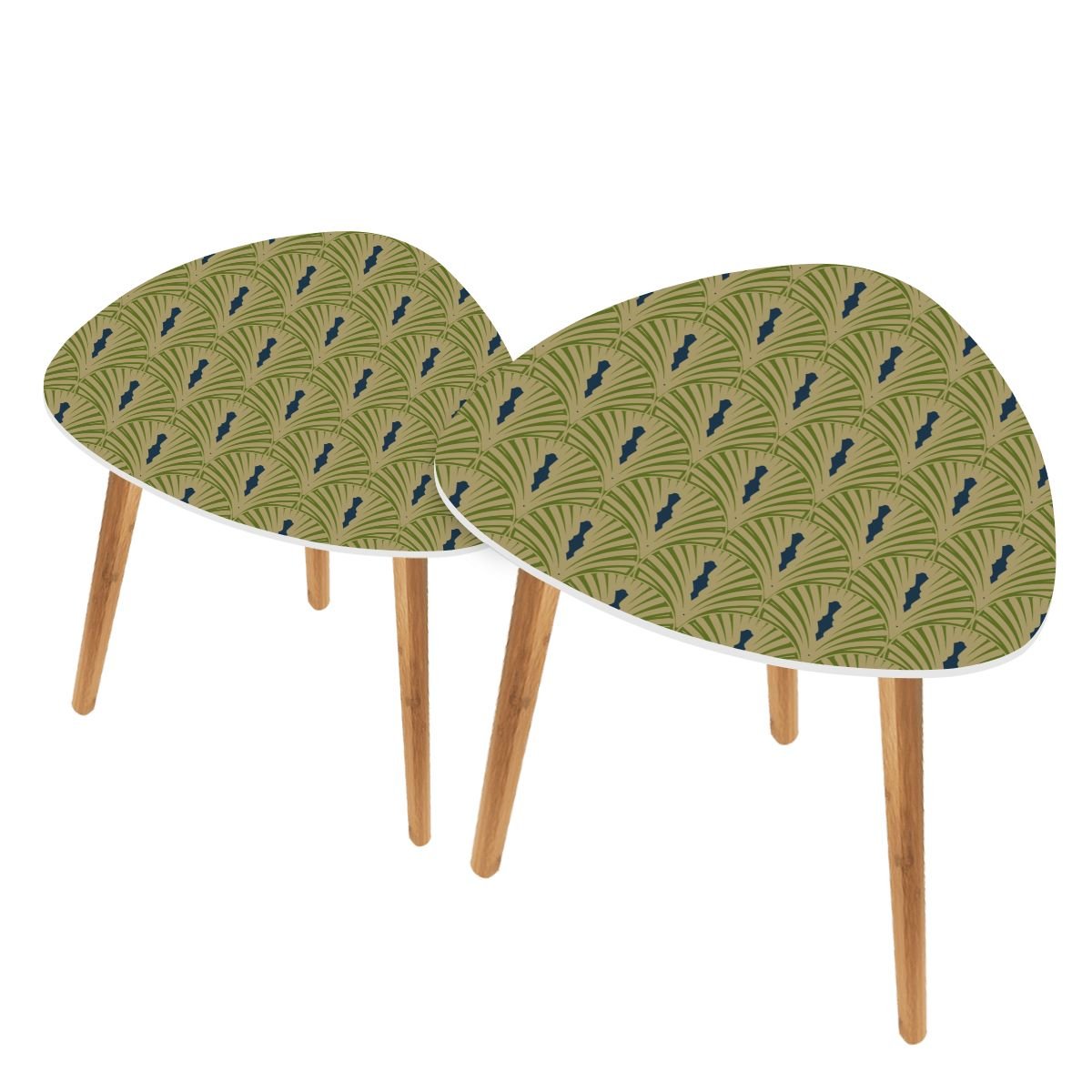 Art Deco Modern Nesting Tables, Army Green Navy Blue Designed - Splash of Color Co.