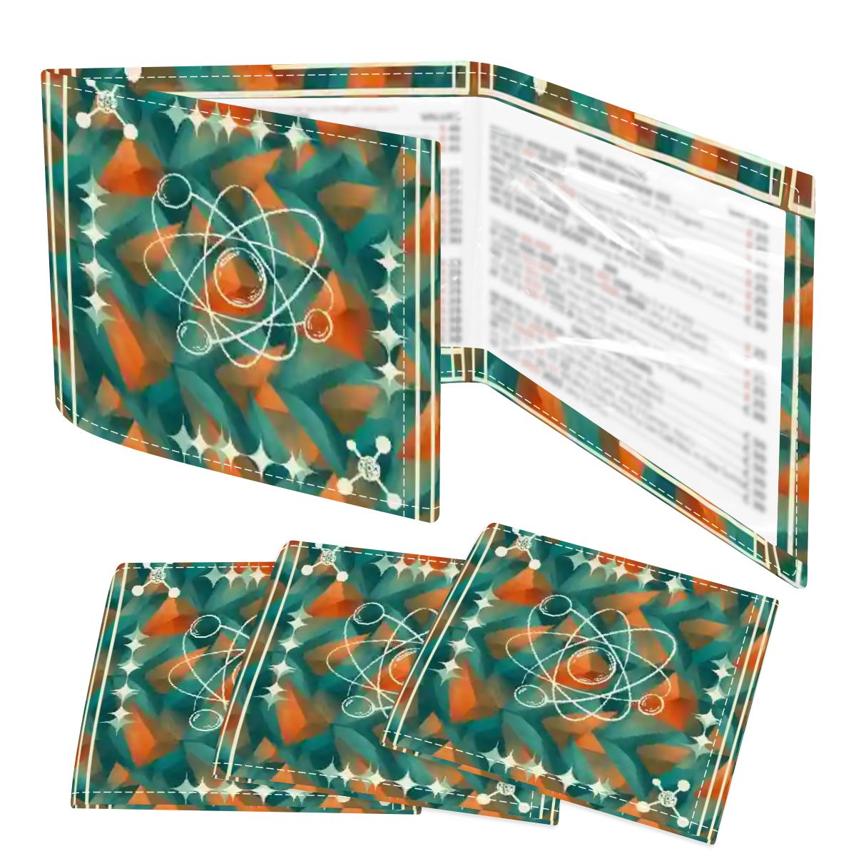 Super Sonic Atom Modern Orange Teal 4 Mahjong Card Holder with Line Finder - Splash of Color Co.