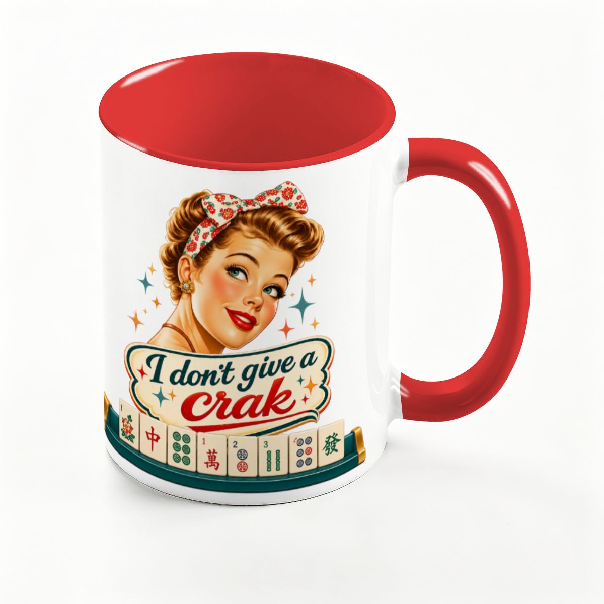 Funny Mahjong Mug, I Don't Give A Crak Large Colorful Mug (15oz)