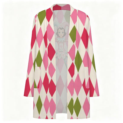 Harlequin Mahjong Joker Women's Lightweight Open Front Cardigan - Splash Of Mahj And Color Co.