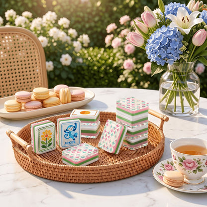 Geometric Scandinavian Designed Modern Folk American Mahjong Tiles 4 Layer Acrylic With Carry Case - Splash Of Mahj And Color Co.