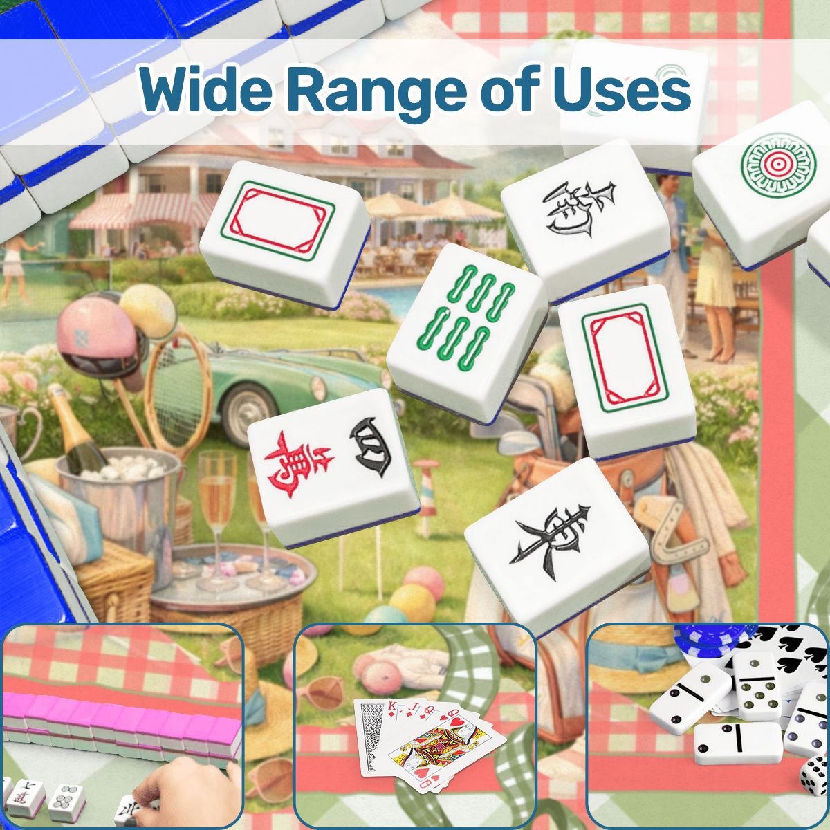 Preppy Green Gingham Countryclub Scalloped Mahjong Mat - Splash of Color Co.