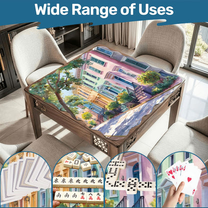 Charleston South Carolina Rainbow Row Dainty Scalloped Mahjong Mat - Splash of Color Co.