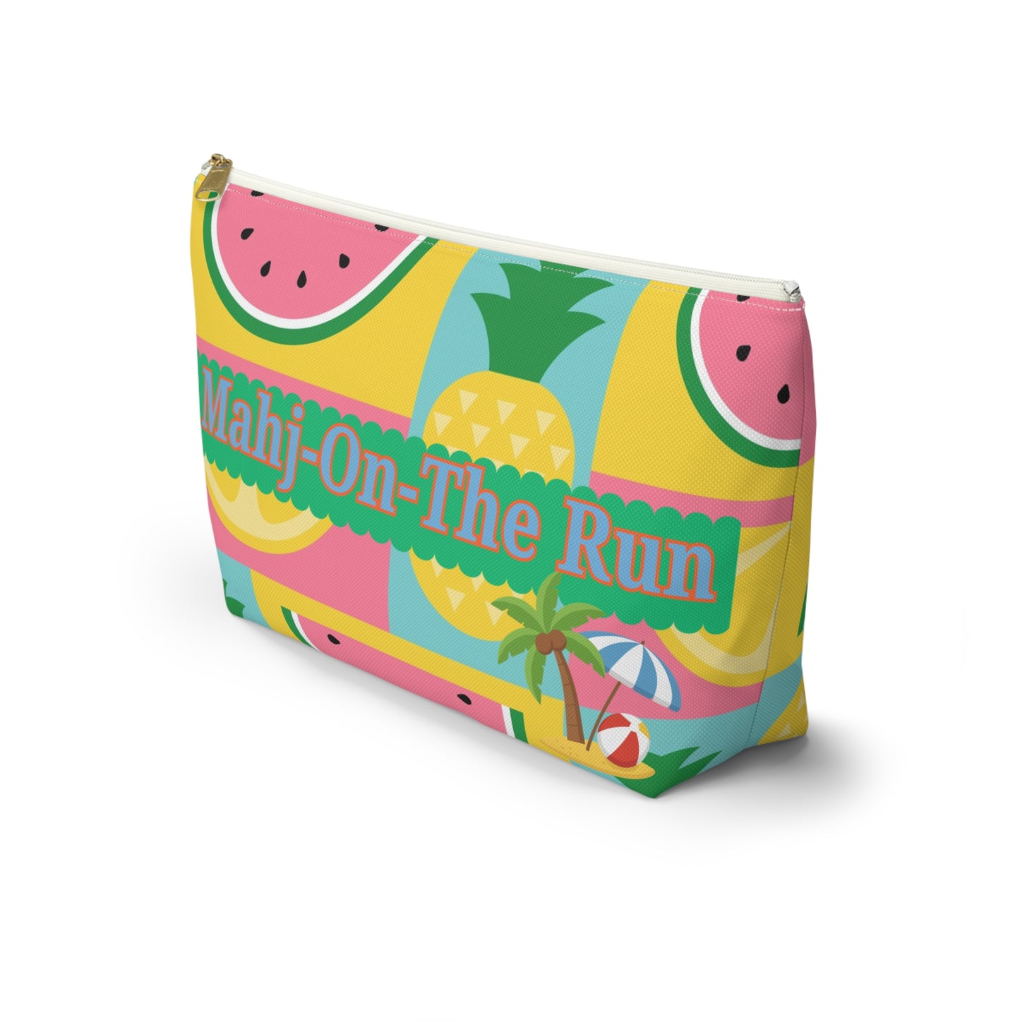 Mahj On The Run Tile Travel Pouch Tropical Fruit Pattern Accessory Pouch - Splash of Color Co.