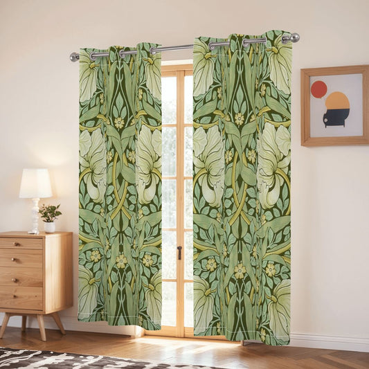 William Morris Inspired Green Floral Vine Blackout Grommet Curtains - Splash Of Mahj And Color Co.