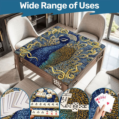 Floral Elegant Peacock Faux Needlepoint Mahjong Mat - Splash of Color Co.