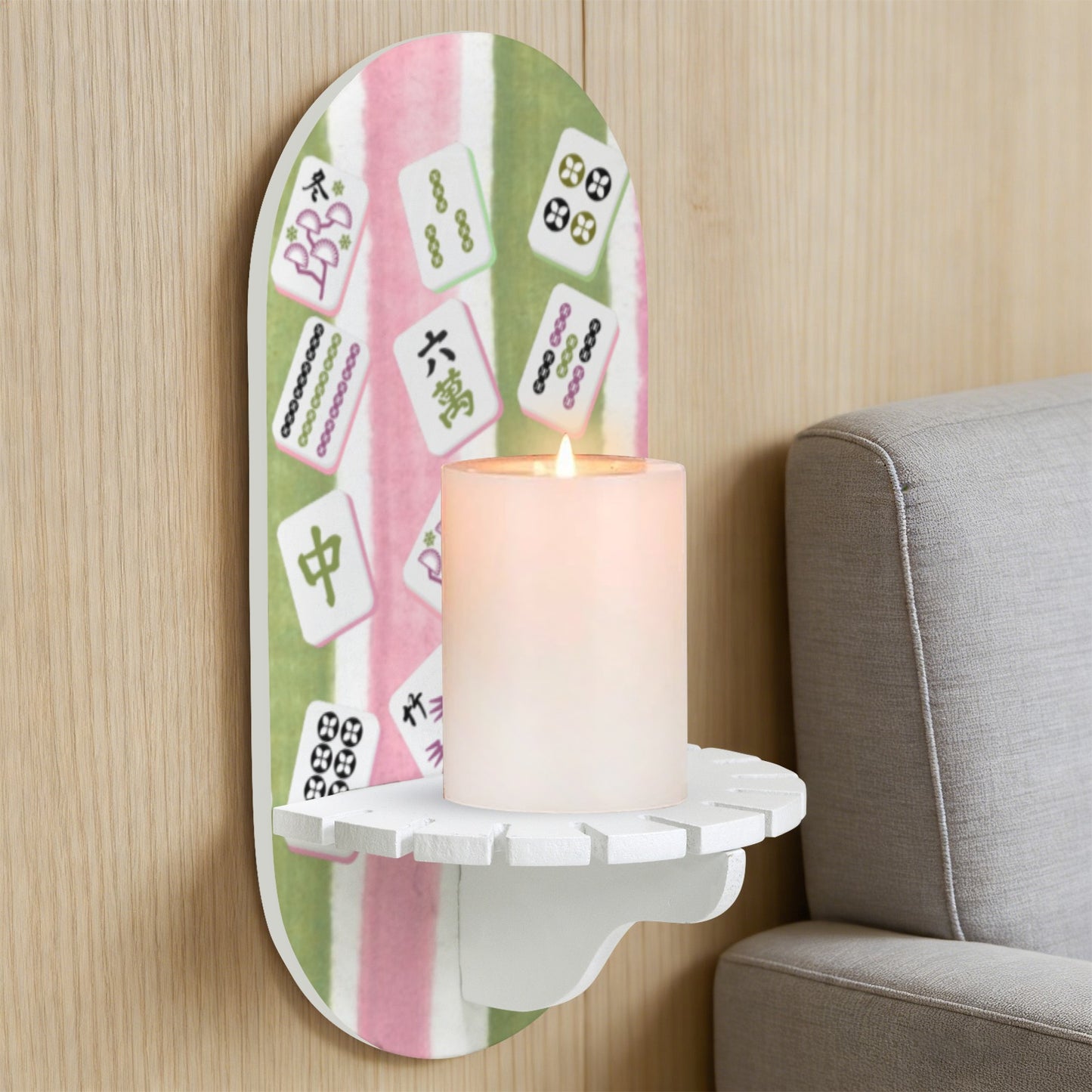 Mahjong Watercolor Candle Holder Wall Mounted Candle Holder - Splash Of Mahj And Color Co.