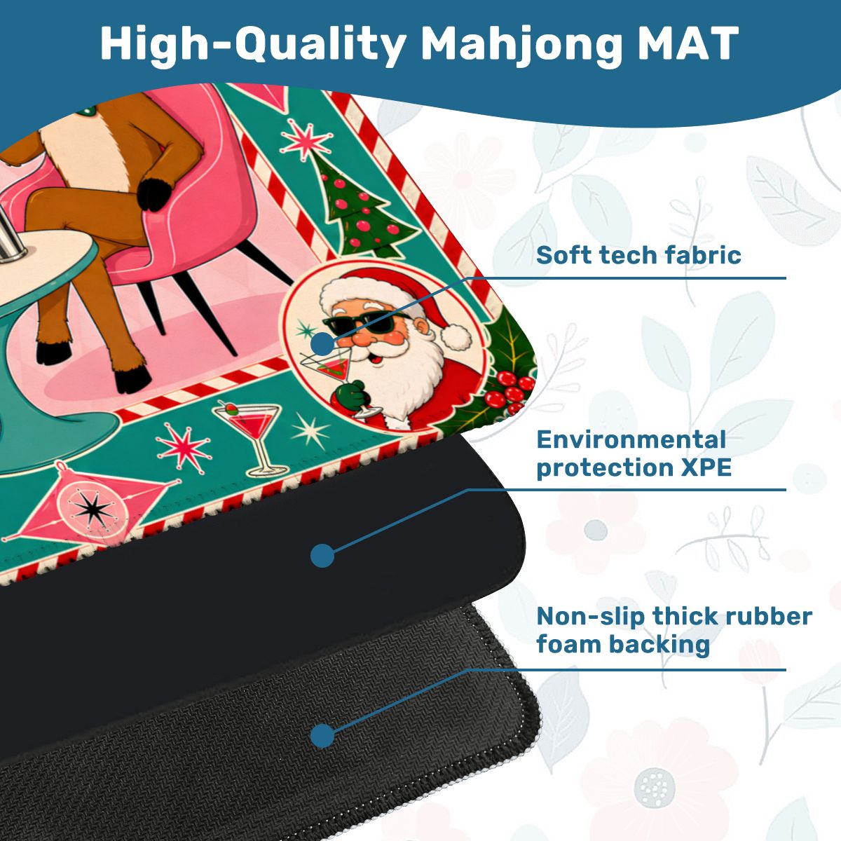 Santas Hard At Work Shop Christmas Mahjong Mat - Splash Of Mahj And Color Co.