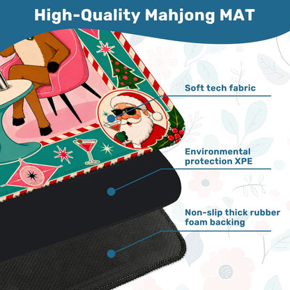 Santas Hard At Work Shop Christmas Mahjong Mat - Splash Of Mahj And Color Co.