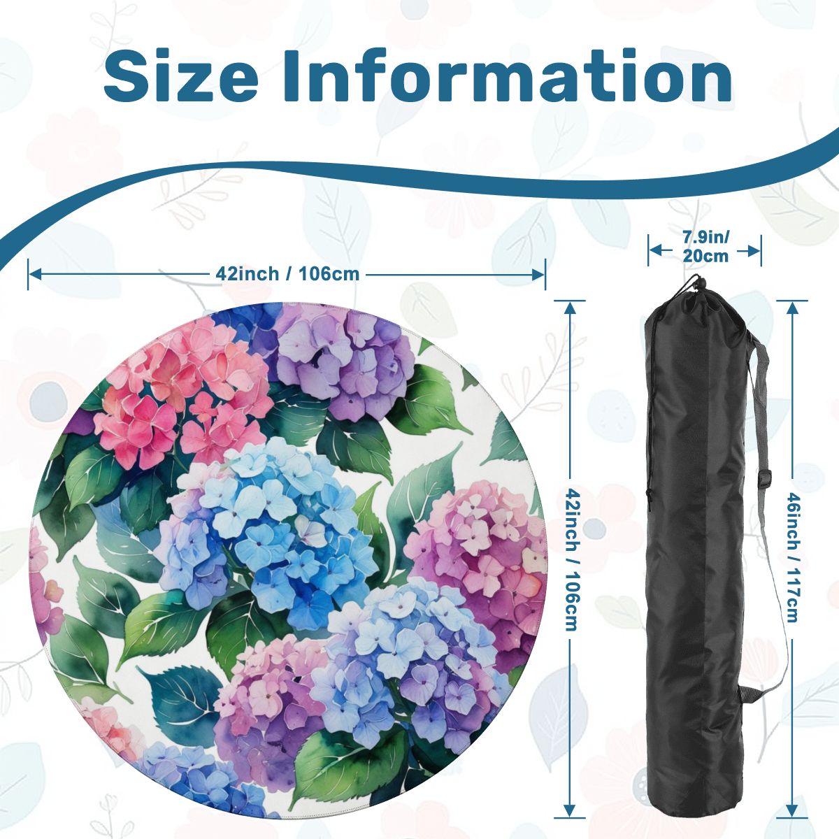 Floral Hydrangea Round Mahjong Mat - Splash Of Mahj And Color Co.
