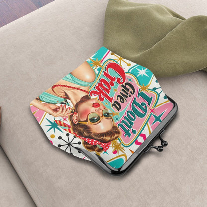 Funny Modtastic I Don't Give A Crak Mahjong Women's Leather Kiss Lock Coin Purse - Splash Of Mahj And Color Co.