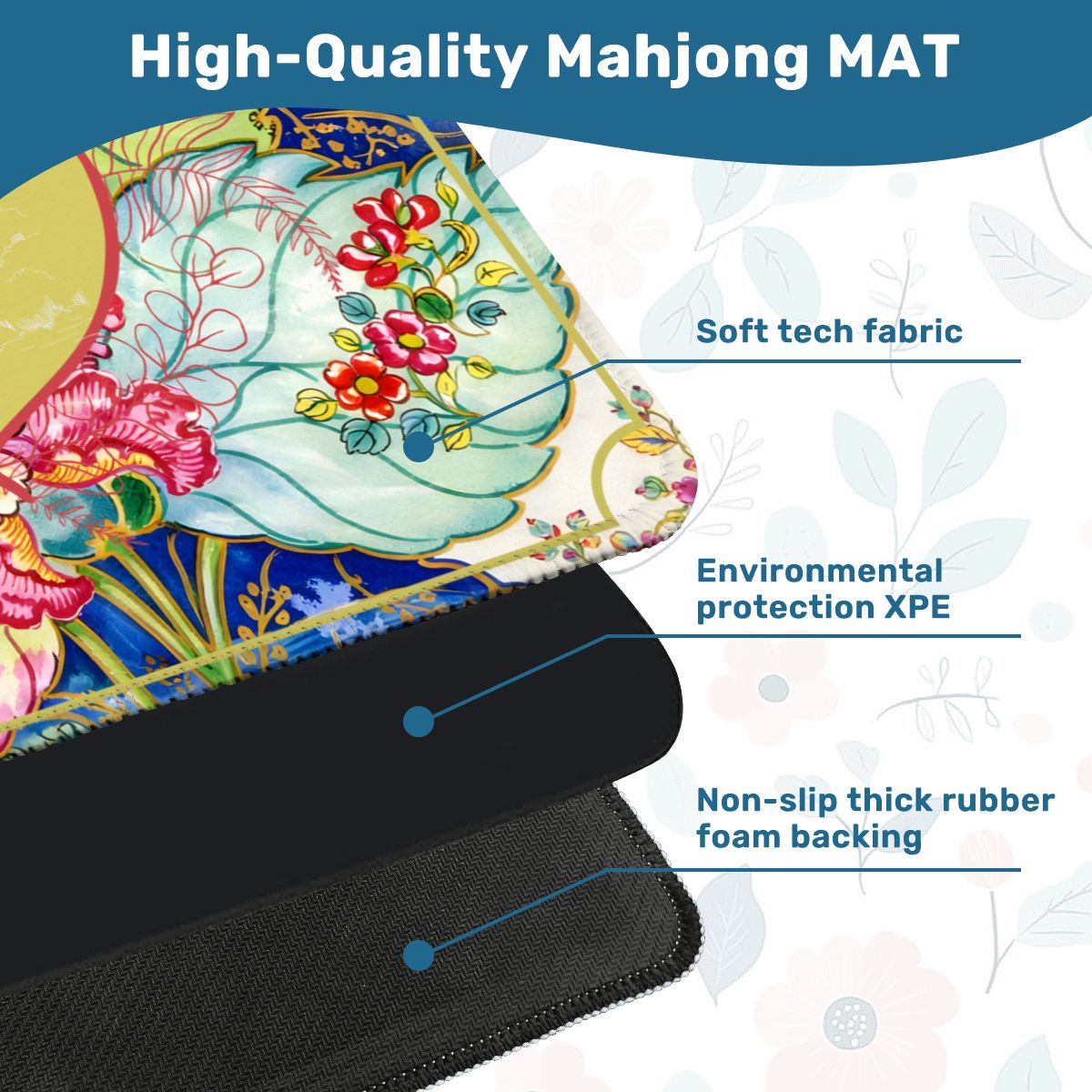 Asian Chinoiserie Tobacco Leaf Mahjong Mat - Splash of Color Co.