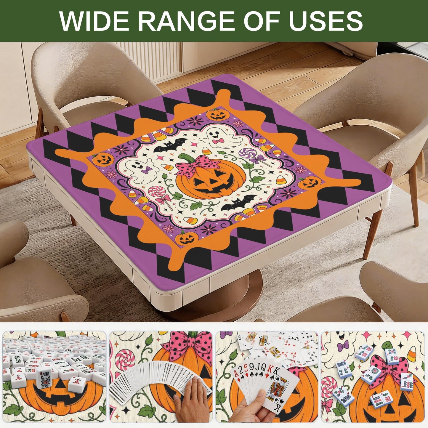 Harlequin Great Pumpkins And Ghosts Mahjong Mat 33x33