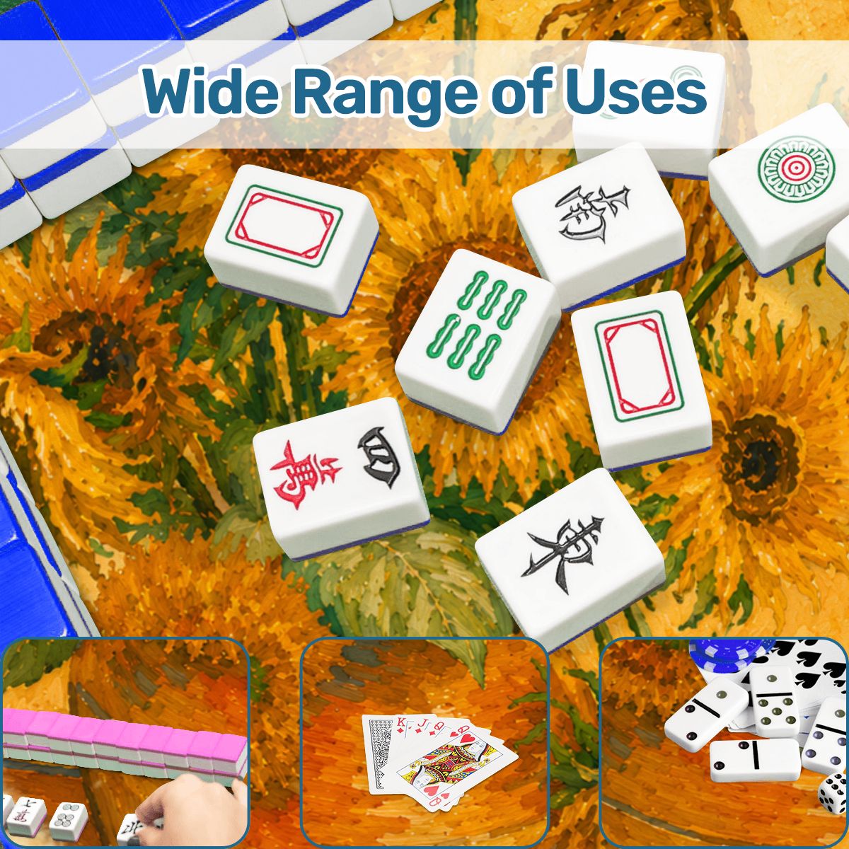 The Mahj Gogh Watercolor Sunflower Mahjong Mat - Splash Of Mahj And Color Co.