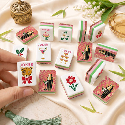 Art Deco Martini And Shaker Holiday 4 Layer Glam Holiday American Mahjong Tiles And Carry Case - Splash Of Mahj And Color Co.