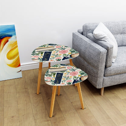 Cozy Book Nook Modern Floral Designed Book Lover Nesting Tables