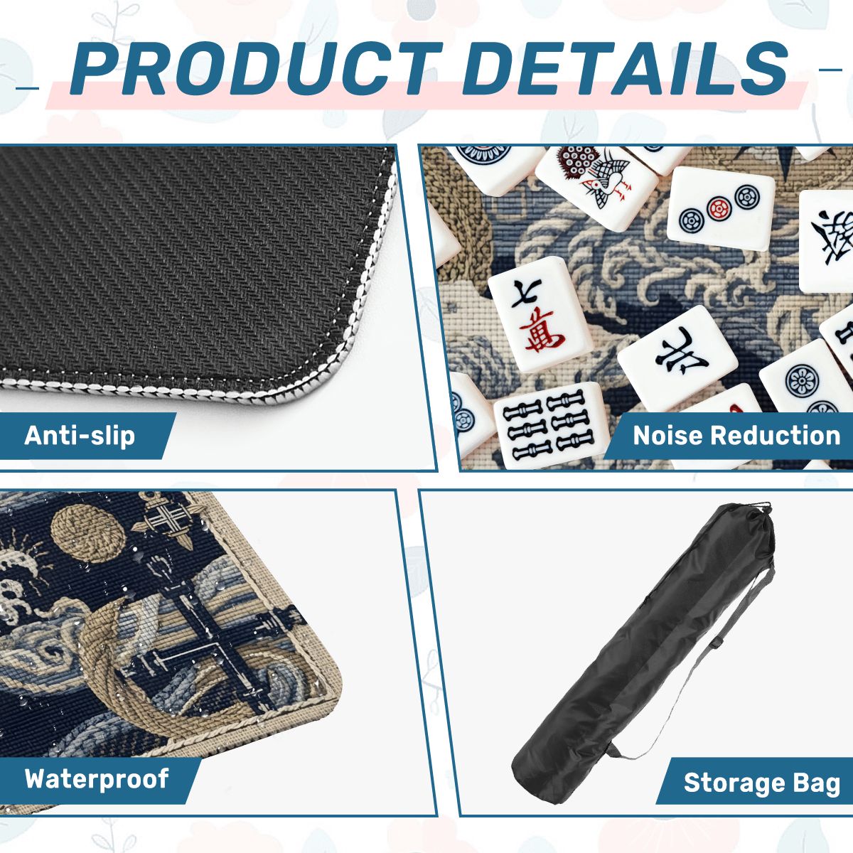 Where The Wind Blows, Faux Needlepoint Nautical Mahjong Mat - Splash of Color Co.