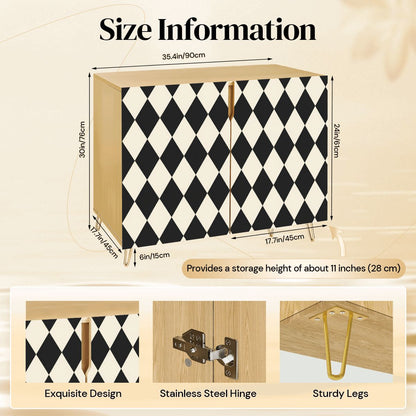 Black And Cream Harlequin Designed Mahjong Tiles And Accessories Sideboard Credenza Cabinet - Splash Of Mahj And Color Co.