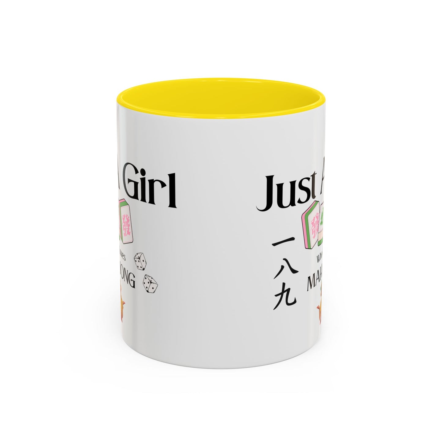 Mahjong Mug - "Just A Girl Who Loves Mahjong" Accent Coffee Mug - Splash of Color Co.